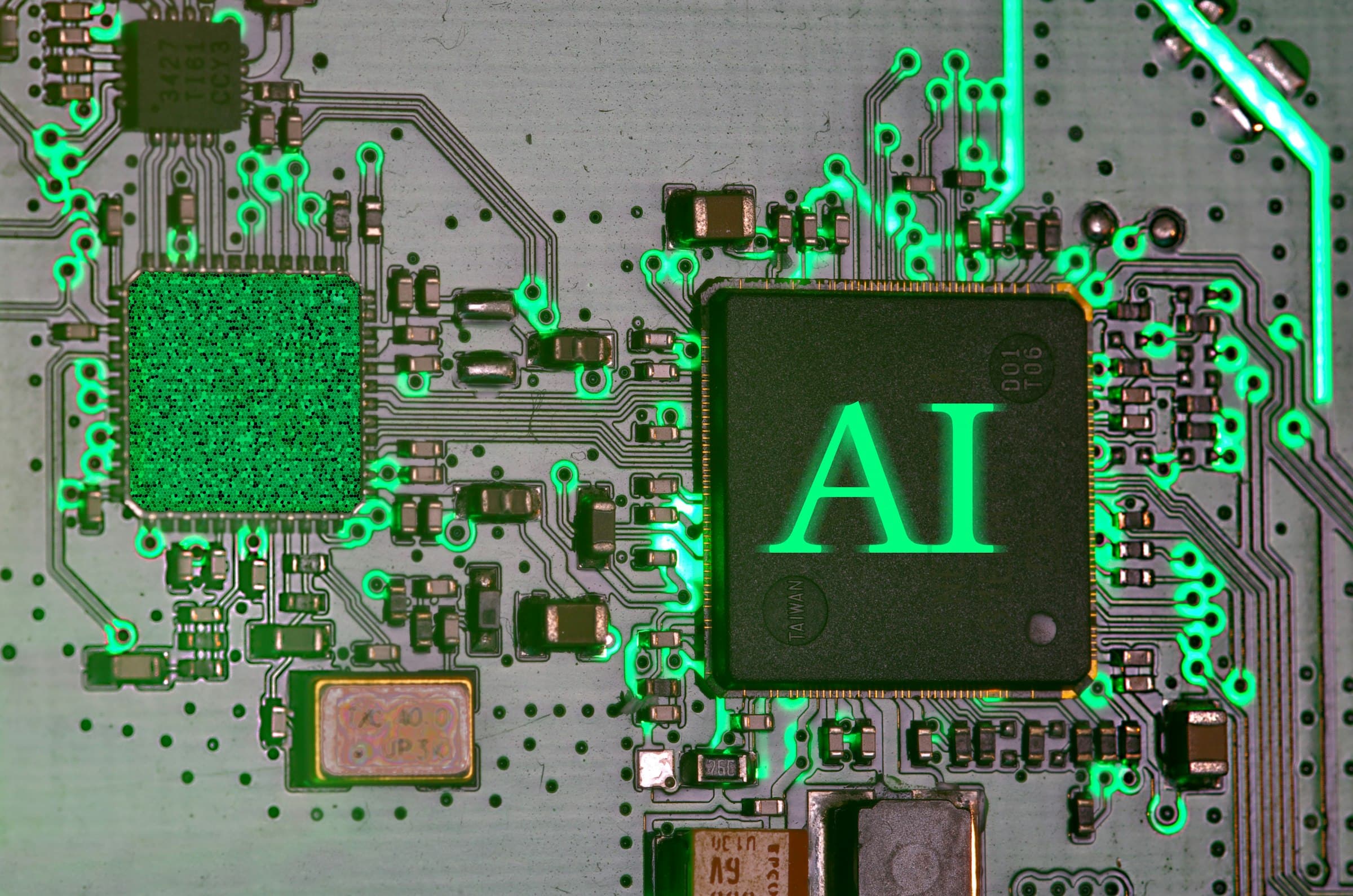 AI chip on a circuit board